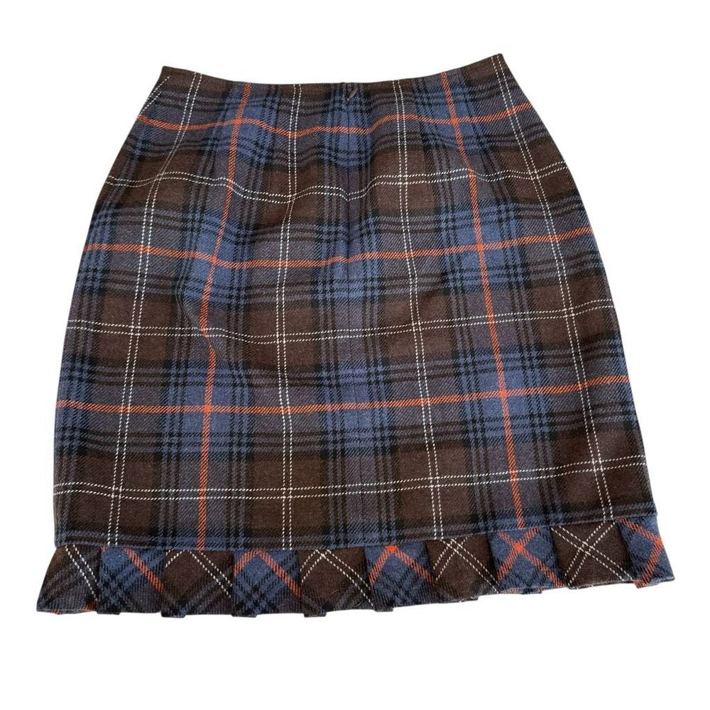 Cabi Heritage Plaid Wool Blend Lined Skirt ruffled pleated hem size 6 - Picture 3 of 8